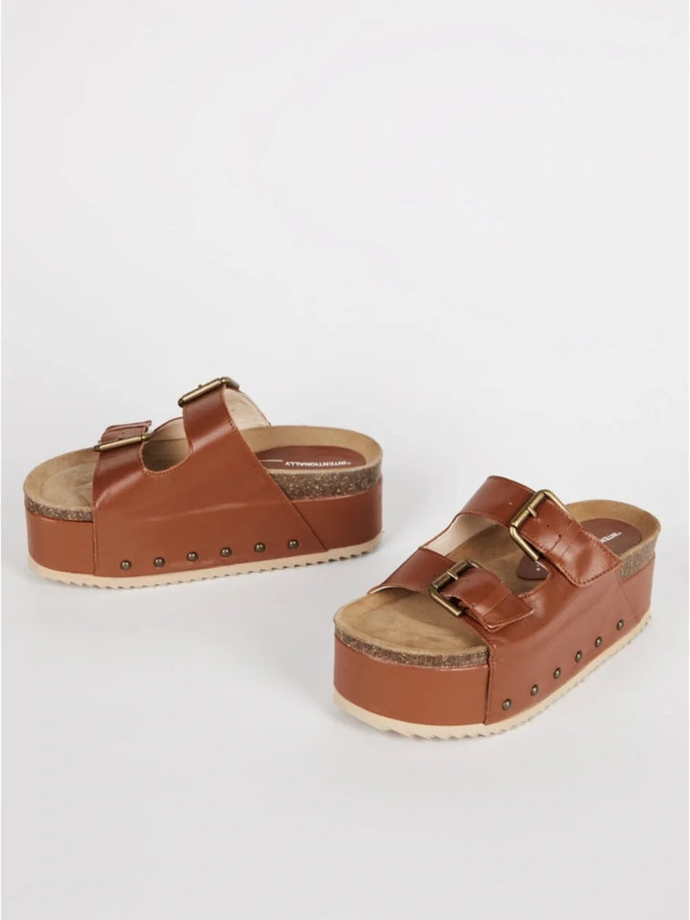 Intentionally Blank Cooper 2 Leather Platform Sandal in Chestnut Size 9.5